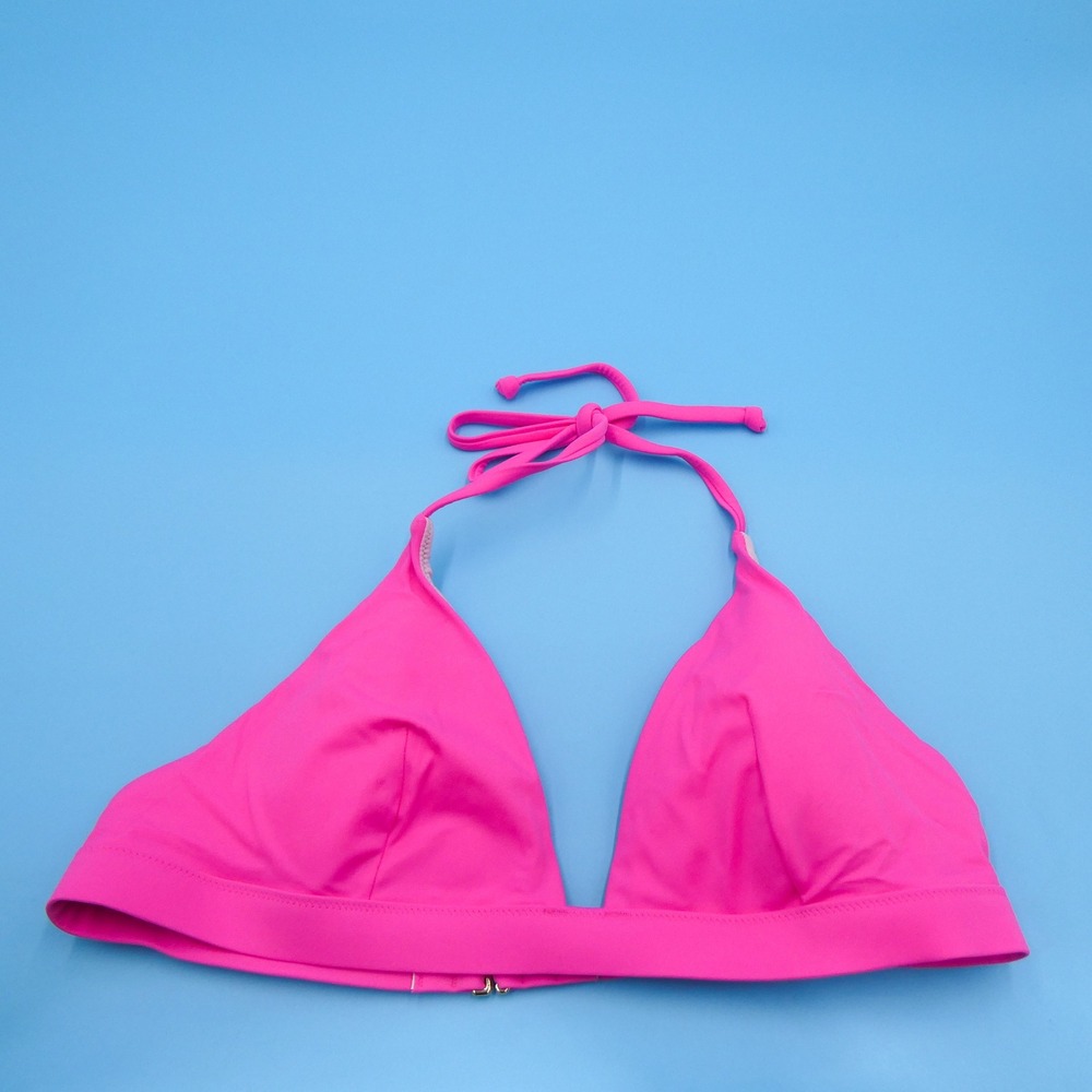 Victoria's Secret Bikini Top Womens XL Triangle Halter Pink Polyamide New Swim